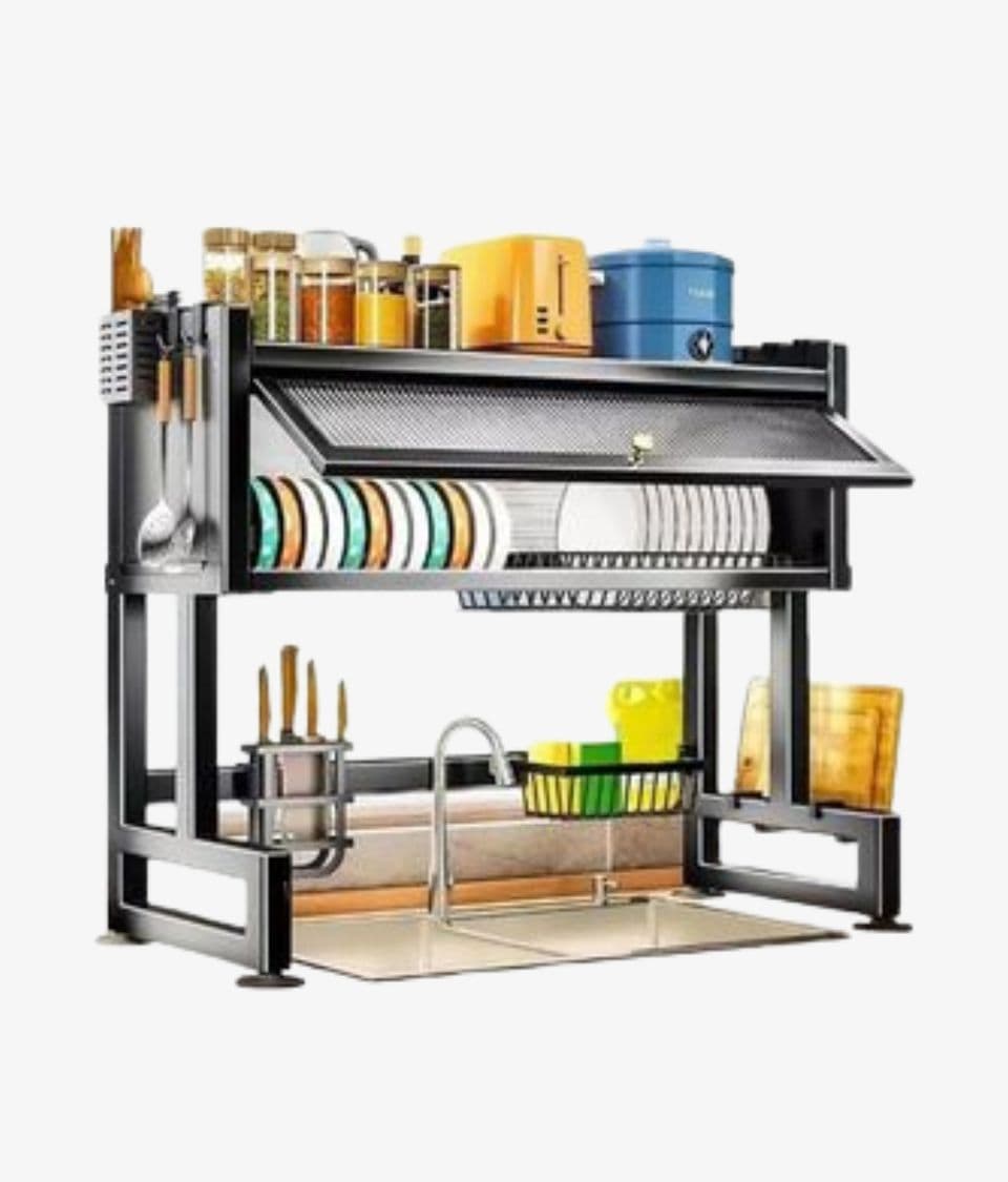 Étagère Cuisine 2 Niveaux avec Égouttoir Intégré